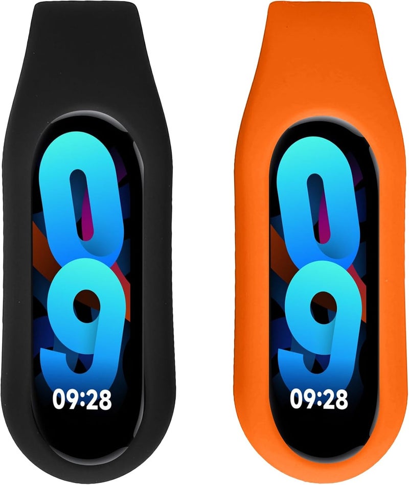 kwmobile 2X Clip Holders Compatible with Xiaomi Mi Band 10/9 / 8 - Clip-On Holder Replacement Set - Black/Orange - Image 4